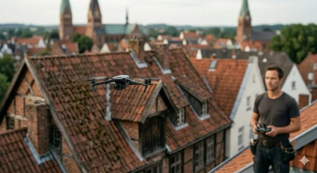 Dachdeckertrends: Drohne hilft bei Dach-Analyse. Das spart Zeit und Geld.